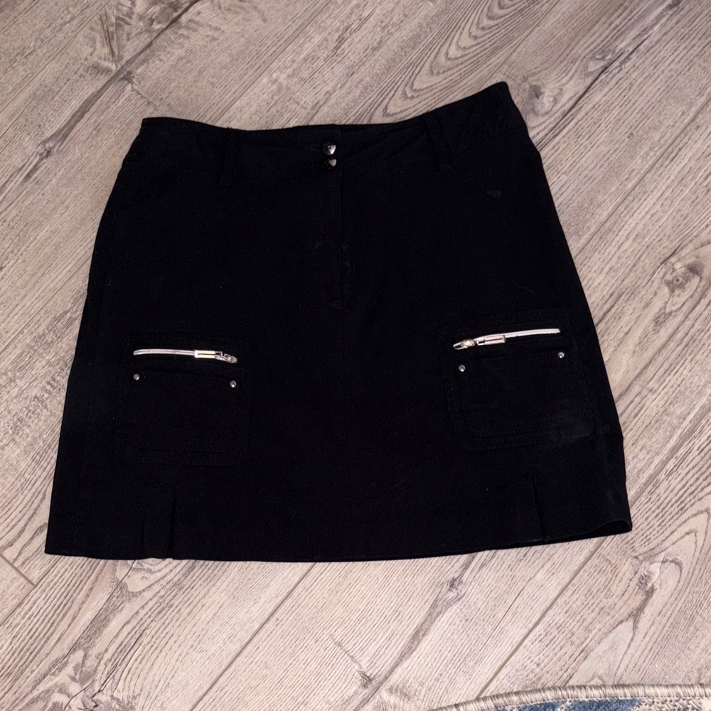 Jamie Sadock Black Mini Skirt with Zipper Accents